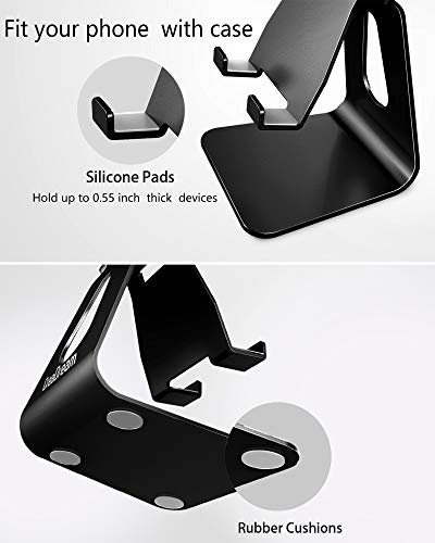 CreaDream Aluminum Cell Phone Stand, Adjustable Phone Holder for Desk - color: Black