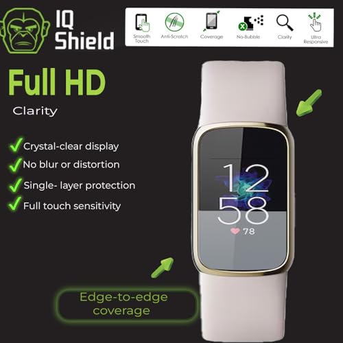IQShield 6 Pack Screen Protector for Fitbit Luxe, Easy Install, Ultra Thin, Anti-Scratch, Anti-Bubble, Clear TPU Film - size: 0.75 INCH