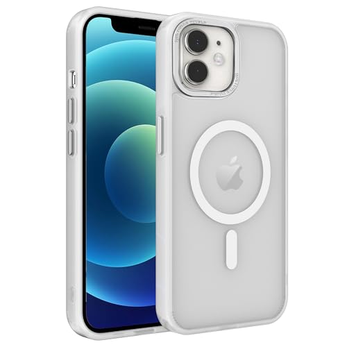 Magnetic iPhone 12/12Pro case,Compatible with Magsafe, Military-Grade Protection,Slim Translucent Matte Shockproof with Anti-Scratch Anti-Fingerprint Phone Cover (Frosted white, iPhone 12/12Pro) - color: Frosted White, size: iPhone 12/12Pro