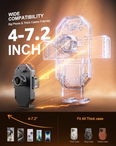 SUPERONE 3-in-1 Car Phone Holder, 360° Adjustable Car Phone Mount - color: Dark Black