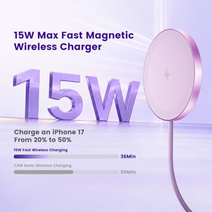 15W Magnetic Fast Charging Pad, Wireless Charger for Apple MagSafe - color: Light Violet*3