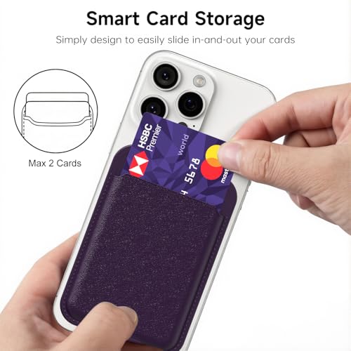 oakxco Phone Wallet Stick On, Slim Thin Adhesive ID Credit Card Holder Wallet Pocket Back of Phone Case, Hard Shell Plastic Sleeve Sticky Card Wallets Pouch for iPhone Samsung Pixel, Purple Lavender - color: Purple