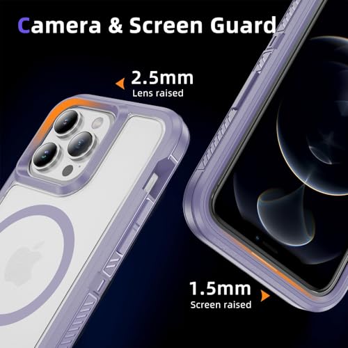 Magnetic for iPhone 13 Pro Case, Compatible with MagSafe, Shockproof Dustproof Drop Proof, Military Grade Double Layer Protection, Purple/Clear - color: Magnetic Purple/Clear, size: iPhone 13 PRO