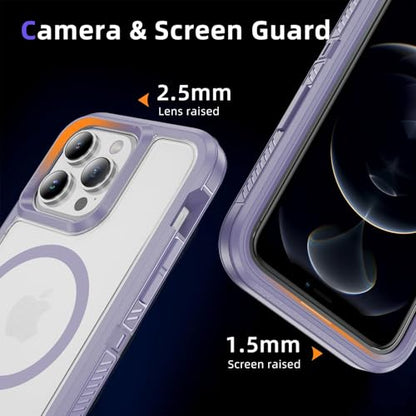 Magnetic for iPhone 13 Pro Case, Compatible with MagSafe, Shockproof Dustproof Drop Proof, Military Grade Double Layer Protection, Purple/Clear - color: Magnetic Purple/Clear, size: iPhone 13 PRO