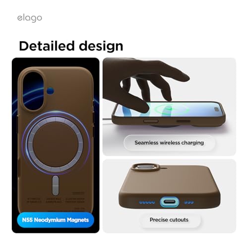 elago Premium Magnetic Silicone Case for iPhone 17 Brown | Compatible with MagSafe, Liquid Silicone Material, Protection, Shockproof, Slim Phone (Brown) - color: Brown, size: iPhone 17