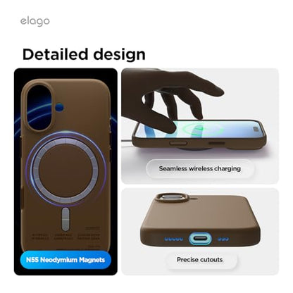 elago Premium Magnetic Silicone Case for iPhone 17 Brown | Compatible with MagSafe, Liquid Silicone Material, Protection, Shockproof, Slim Phone (Brown) - color: Brown, size: iPhone 17