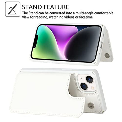 Cavor for iPhone 14 Wallet Case with Card Holder, White - color: C-White
