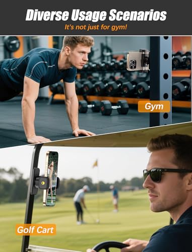 Magnetic Phone Holder for Gym【Strong Magnets】 360 Adjustable Phone Mount - color: Black