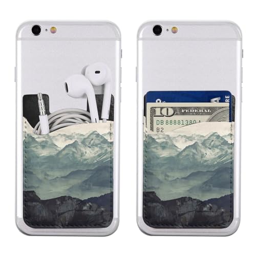 Forest Mountain Fog Phone Credit Card Holders Sleeve Adhesive Wallet Compatible with Most Back of Phones - color: Forest Mountain Fog