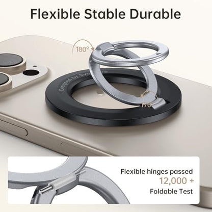 SYNCWIRE Magnetic Phone Ring Holder, for MagSafe Phone Grip Stand Kickstand - color: Black