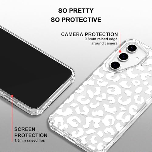 MOSNOVO Case for Samsung Galaxy S24 FE, [Buffertech 6.6ft Military-Grade Drop Protection] [Anti Peel Off Tech] Clear TPU Bumper Phone Case Cover Design - White Leopard Print - color: Clear - White Leopard Print, size: Samsung Galaxy S24 FE