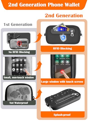 takyu Phone Strap Crossbody with Detachable RFID Wallet Black - color: Black