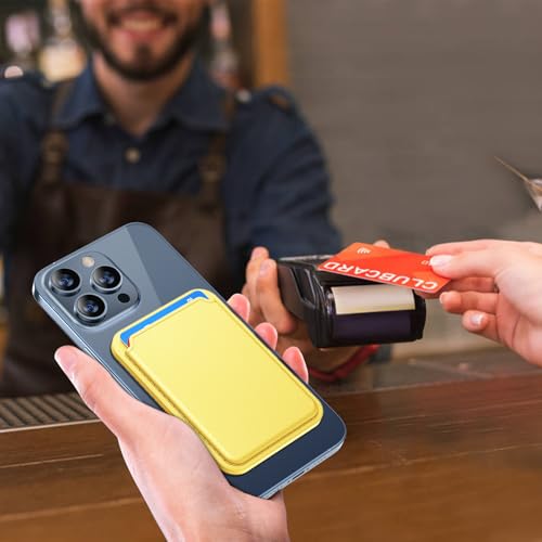 Miracase Magnetic Wallet, Compatible with MagSafe Wallet, 3-Card Holder, for iPhone 15/14/13/12 Series，Lemon - color: C-Lemon, style: Basic Wallet