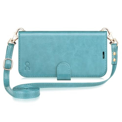 OCASE for iPhone 16 Plus Wallet Case, PU Leather Crossbody Phone Case with Removable Shoulder Strap, Kickstand, RFID Blocking Card Slots, Flip Folio Phone Cover 6.7 Inch 2024, Ice Blue - color: Ice Blue, size: iPhone 16 Plus