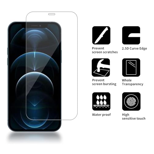 4 Pack Glass Screen Protector Compatible for iPhone 12/12 Pro 2020 [6.1 Inch] [9H Hardness]-HD Screen Tempered Glass, Scratch Resistant,Easy Install [Case Friendly] - size: iPhone 12/ 12Pro