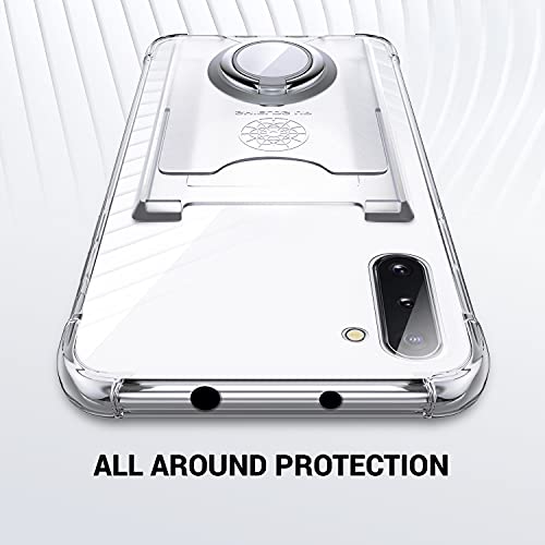 Shields Up for Samsung Galaxy Note 10 Case with Card Holder Stand, Clear | Minimalist Wallet Case, 3 Card Slots, 360° Rotation Ring Stand/Kickstand, [Drop Protection] Slim Protective Cover - size: Galaxy Note 10