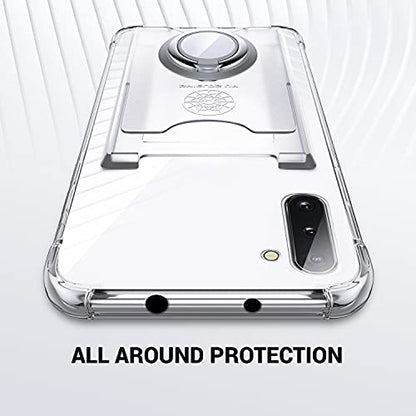 Shields Up for Samsung Galaxy Note 10 Case with Card Holder Stand, Clear | Minimalist Wallet Case, 3 Card Slots, 360° Rotation Ring Stand/Kickstand, [Drop Protection] Slim Protective Cover - size: Galaxy Note 10