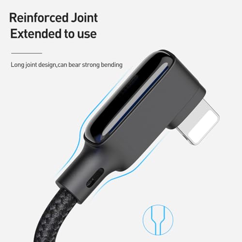 AICase 90 Degree Coiled Charging Cable,Right Angle Design Gaming LED Cord 6ft/1.8m Elastic Nylon Cable,Charge and Sync for Phone XS/XS Max/XR/Phone X/8/8 Plus/7/7 Plus, Pad Pro Air 2 and More - size: Coiled 6ft