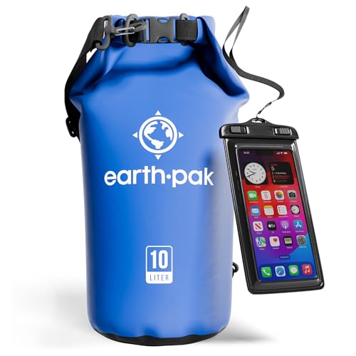 Earth Pak Waterproof Dry Bag - Roll Top Waterproof Backpack Sack Keeps Gear Dry for Kayak with Waterproof Phone Case - color: Blue, size: 10L