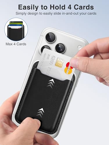 TopMade for MagSafe Wallet, Strongest Magnetic Phone Wallet, 4 Cards Holder - color: Black