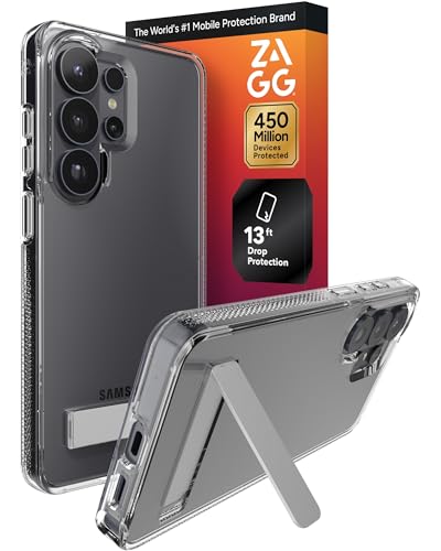 ZAGG Crystal Palace Samsung Galaxy S26 Ultra Case with Kickstand - Clear, 13ft Drop Protection, Graphene Reinforced, Crystal Clear Anti-Yellowing Slim Protective Cover - size: Samsung Galaxy S26 Ultra, style: Without Snap