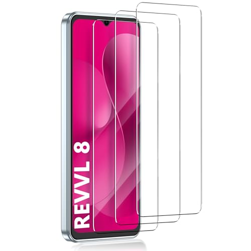 3 Pack for T-Mobile Revvl 8 5G Screen Protector Tempered Glass, HD Clear, Bubble Free, Anti-Scratch, Tempered Glass Protective Film for REVVL 8, Full Coverage, Case Friendly - size: T-MOBILE REVVL 8 6.6inch