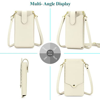 Peacocktion Small Crossbody Cell Phone Purse for Women, Lightweight Mini Small Crossbody Bags for Women with Card Slots - color: 11-beige
