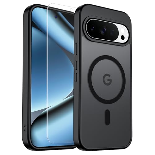 SUPFINE Magnetic for Google Pixel 10 Pro Case/Pixel 10 Case with Screen Protector, (Built-in Magnets) ((Military Grade Drop Protection) Slim Translucent Shockproof Phone Case,Black - color: Black, size: Pixel 10/10 Pro 6.3"