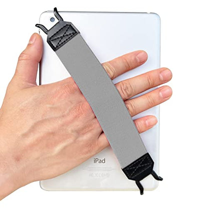 Universal Tablet Hand Strap Holder, Handle Grip with Elastic Belt, Secure Portable for iPad/iPad Pro and All 9-10 Inch Tablets (Grey) - color: Grey