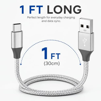 ENCASED USB-A to USB-C Cable, 1 ft - 2 Pack