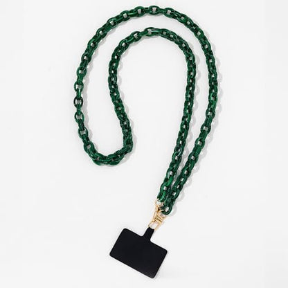 Phone Crossbody Chain CellPhone Lanyard, Acrylic Shouder Strap Universal Lanyard Chain with Tether Patches Compatible with Most Phones Bag Purse(green - color: Y