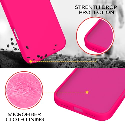 GUAGUA Compatible with iPhone 17 Pro Max Case 6.9 Inch Liquid Silicone Soft Gel Rubber Slim Thin Microfiber Lining Cushion Texture Cover Shockproof Protective Phone Case for iPhone 17 Pro Max,Hot Pink - color: Hot Pink, size: iPhone 17 Pro Max