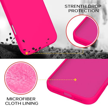 GUAGUA Compatible with iPhone 17 Pro Max Case 6.9 Inch Liquid Silicone Soft Gel Rubber Slim Thin Microfiber Lining Cushion Texture Cover Shockproof Protective Phone Case for iPhone 17 Pro Max,Hot Pink - color: Hot Pink, size: iPhone 17 Pro Max