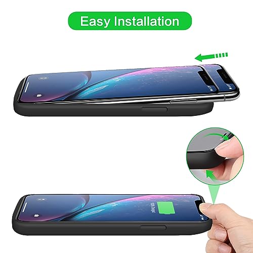 Battery Case for iPhone XR, 6800mAh Portable Charging Case for iPhone XR Rechargeable Backup External Battery Pack Extended Battery Protective Charger Case(6.1inch)-Black