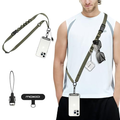MoKo Adjustable Phone Lanyard Crossbody Strap with Detachable Quick Buckle - color: Army Green
