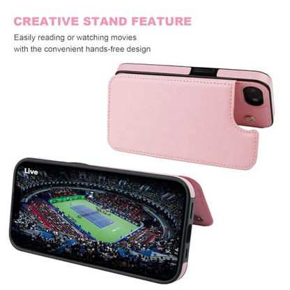 ONETOP for iPhone 17e/16e Wallet Case with Credit Card Holder,Pink | Kickstand,ID/Cash Holder,Case Wallet with Card Slots,Double Magnetic Clasp,Durable PU Leather Shockproof Cover for Women Men - color: Pink