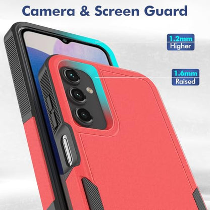 for Galaxy A15 5G Phone Case, [Military Grade Drop Tested] with HD Screen Protector, Dual Layer Protective Heavy Duty Cell Phone Cover Non-Slip Shockproof Rugged Case for Samsung Galaxy A15 5G (Red) - color: Red