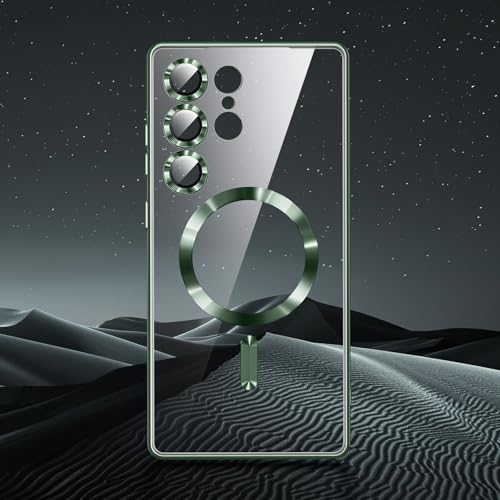 Compatible with Samsung Galaxy S25 Ultra Case（Only）.Magnetic Cover for S25 Ultra. Glossy Slim Thin Soft funda capa para for Galaxy S25 Ultra 6.9 inch.Compatible with MagSafe (Deep Green) - color: Deep Green