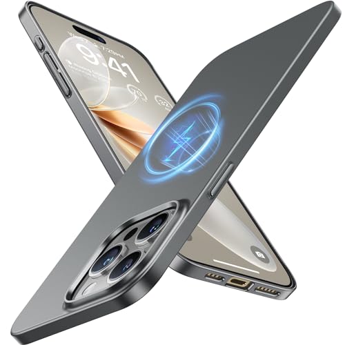 TORRAS Magnetic Slim-Fit for iPhone 15 Pro Max Case, Ultra-Thin 15 ProMax Phone Case Compatible with MagSafe, Lightweight Anti-Scratch Matte Hard iPhone 15 ProMax Case 6.7 inch OriginFit, Grey - color: Titanium Grey