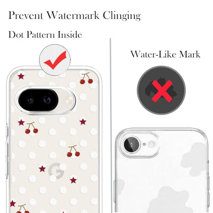 Unov for Pixel 10a Case, Clear with Design, Slim Fit Good Grip, Embossed Phone Case, Shockproof Protective Cover, Raised Camera Protection, Soft TPU, Polka Dots - color: Polka Dots