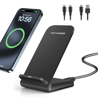 25W Fast Wireless Charger,Wireless Charging Desktop Stand for iPhone Duo/18 - color: Black