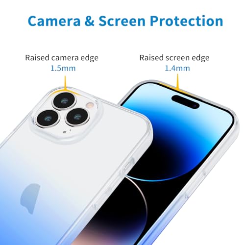 JJGoo Compatible with iPhone 14 Pro Case, Clear Soft Shockproof Protective Slim Thin Bumper Cover Transparent Phone Case, Gradient Blue - color: Gradient Blue