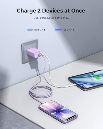 CSODINCE USB C Wall Charger, 3Pcs 20W PD + QC USBC Charger Block Super Fast Power Output Rapid Charging Box Wall Plug Cube for Phone 16/17, Samsung Galaxy S24, Motorola, LG, Mauve - color: Mauve