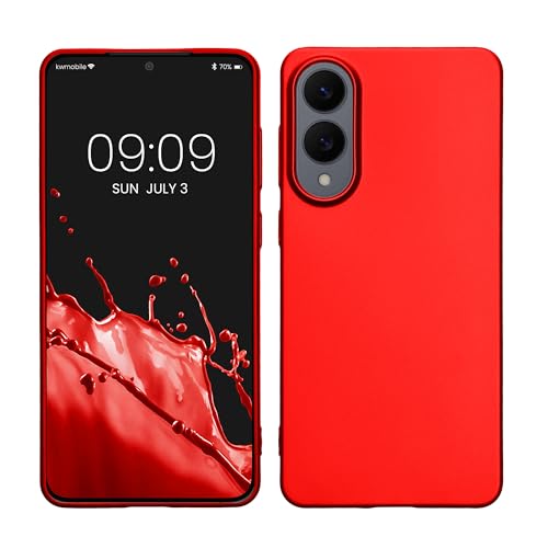 kwmobile Case Compatible with Samsung Galaxy S25 Edge Case - Soft Slim Metallic TPU Silicone Cover - Metallic Dark Red - color: metallic dark red, size: Galaxy S25 Edge