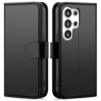 Compatible with Samsung Galaxy S26 Ultra Genuine Leather Case Wallet with Card Holder,Women Men Real Leather Flip Folio RFID Blocking Credit Card Slots Kickstand Protective Phone Cover,Black - color: Black, size: Samsung Galaxy S26 Ultra - 6.9"