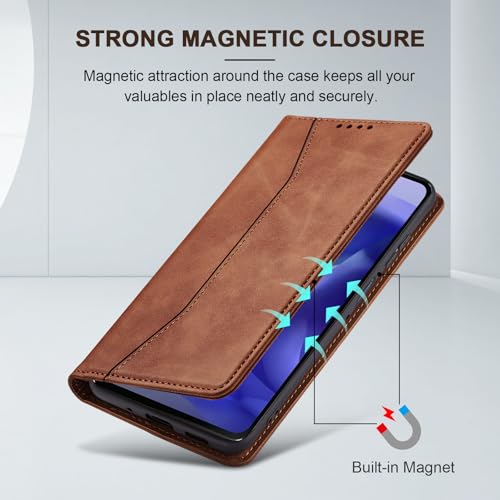 Jasonyu Flip Wallet Case for Moto G Power/Play (2025),Leather Magnetic Folio Cover with Card Holder,Kickstand - TPU Shockproof Durable Protective Phone Case,Brown | PU Leather Magnetic Folio Cover,with Card Holder,Kickstand,TPU Shockproof,Durable,Protecti