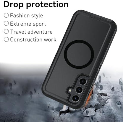 Magnetic Case for Samsung Galaxy S25 FE 5G Case, S25 FE Heavy Duty case, [Glass Screen Protector] [Military Grade Protective ] [Shockproof] [Dropproof] [Dust-Proof] (Black-Belt Clip-MAG) - color: Black-Belt Clip-MAG