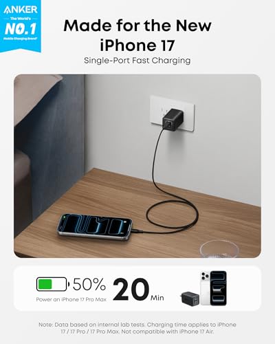 Anker Nano Phone Charger,47W Max 2-Port GaN Fast Charger USB C - color: Black, size: 2.36 x 3.94 x 2.36 Inch