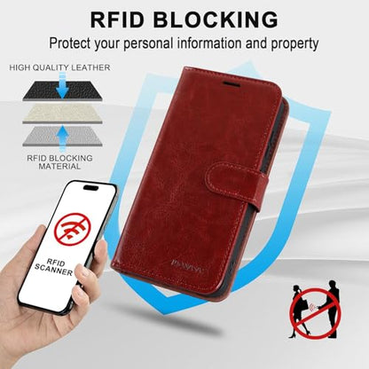 MONASAY Wallet Case for Samsung S23 FE with 3 Card Holders - Burgundy - color: Burgundy, size: Galaxy S23 FE