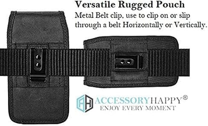 AH Military Grade Cell Phone Pouch Clip Holster Holder w/Belt Loop for iPhone 16 Plus, 16 Pro Max, 15 Plus, 15 Pro Max, 14 Pro Max Cell Phone Holsters Fits Cell Phone w/Heavy Duty Case (Large) - color: BLACK, size: BLACK - LARGE